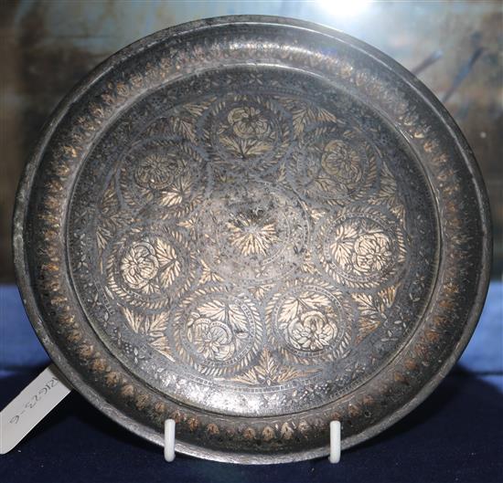 An Indian Bidri ware dish